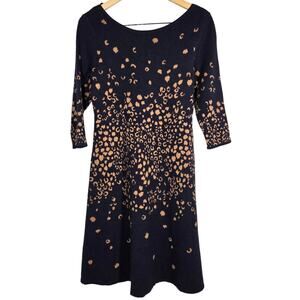 Maeve by Anthropologie Navy Leopard Print 3/4 Sleeve Mini Sweater Dress Medium